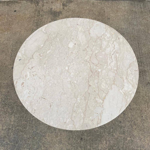 Vintage Travertine & Aluminum Side Table