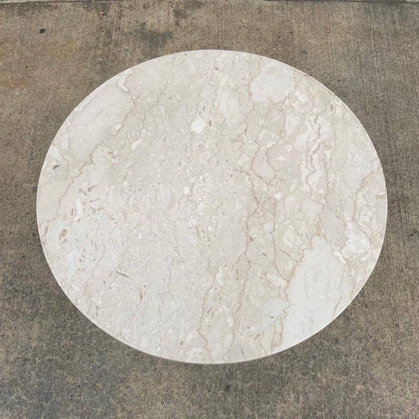 Vintage Travertine & Aluminum Side Table