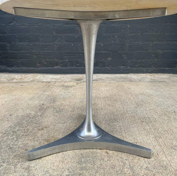 Vintage Travertine & Aluminum Side Table