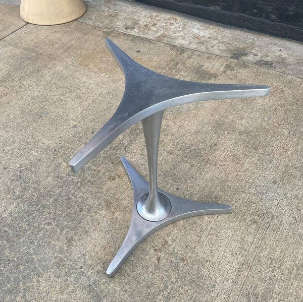 Vintage Travertine & Aluminum Side Table