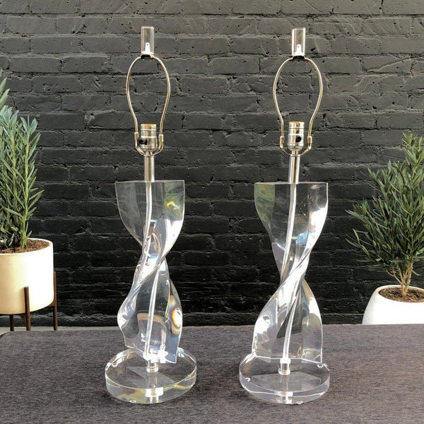 Pair of Mid-Century Modern Lucite Table Lamps by Astrolite