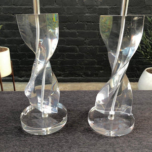 Pair of Mid-Century Modern Lucite Table Lamps by Astrolite