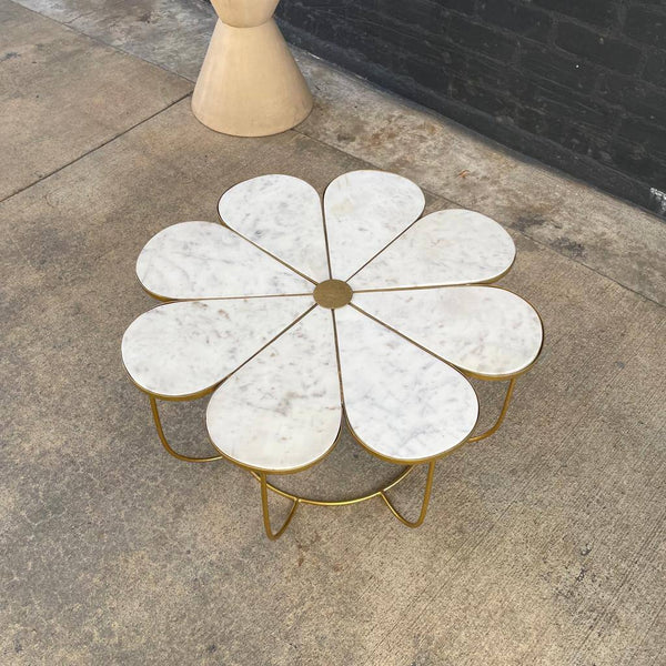 Brass Metal Flower Style Coffee Table