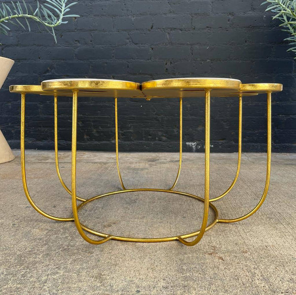 Brass Metal Flower Style Coffee Table