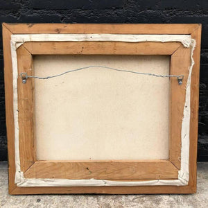 Vintage Painting of Family with Old Wood Frame