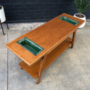 Mid-Century Modern Console Table with Integrated Planter Stands by Lane Furniture, c.1960’s