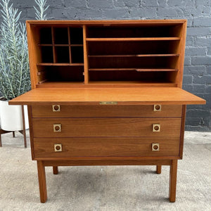 Danish Modern Teak Drop-Leaf Secretary Desk, c.1960’s