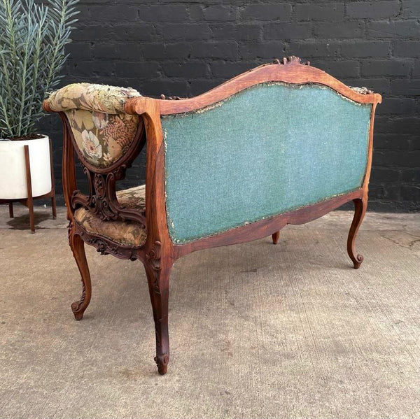 Antique French Style Mahogany Love Seat Sofa, c.1930’s