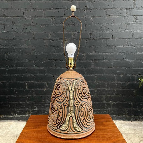 Mid-Century Modern Ceramic Terracotta Table Lamp, 1960’s