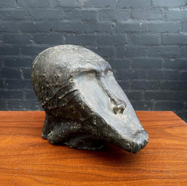 Mid-Century Modern Bronze Brutalist Head Sculpture, c.1960’s