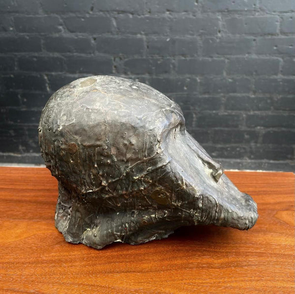 Mid-Century Modern Bronze Brutalist Head Sculpture, c.1960’s