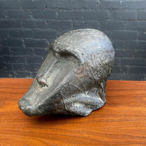 Mid-Century Modern Bronze Brutalist Head Sculpture, c.1960’s