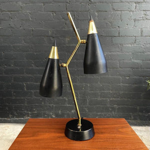 Mid-Century Modern Double Cone with Brass Accent Table Lamp, c.1960’s