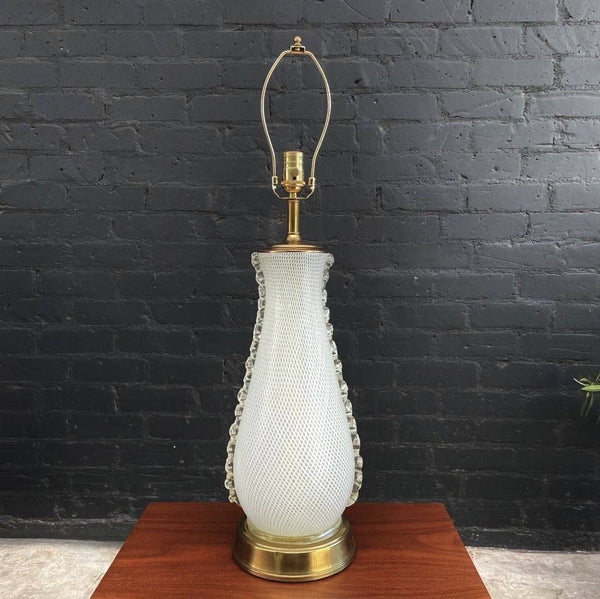 Italian Maura Glass Table Lamp with Brass Accent, c.1960’s