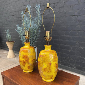 Pair of Mid-Century Modern Yellow Ceramic Table Lamps, c.1960’s