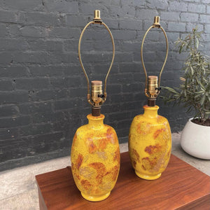 Pair of Mid-Century Modern Yellow Ceramic Table Lamps, c.1960’s