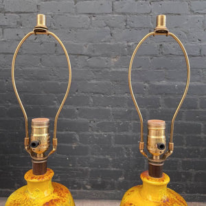 Pair of Mid-Century Modern Yellow Ceramic Table Lamps, c.1960’s