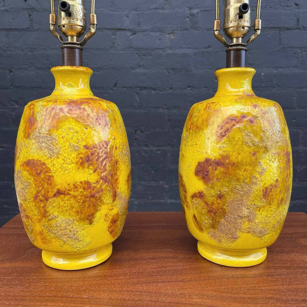 Pair of Mid-Century Modern Yellow Ceramic Table Lamps, c.1960’s