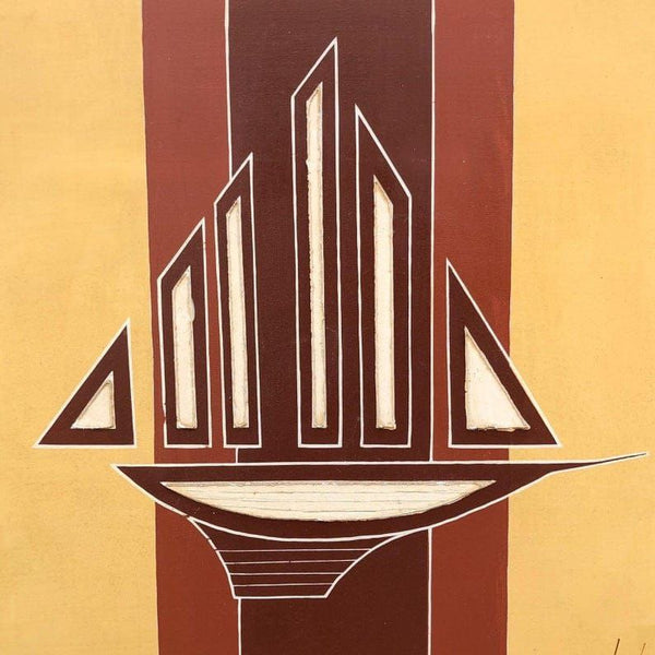Vintage Abstract Modern Boat Painting