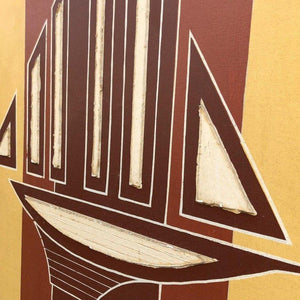 Vintage Abstract Modern Boat Painting