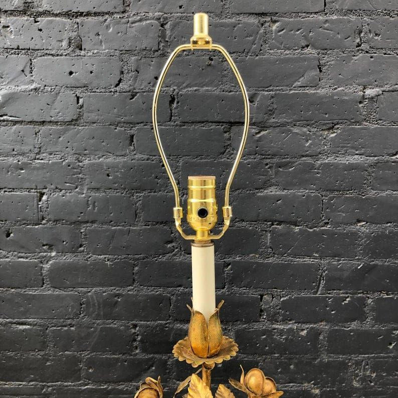Antique Brass Sea Flower Table Lamp - Antique Collection of Table
