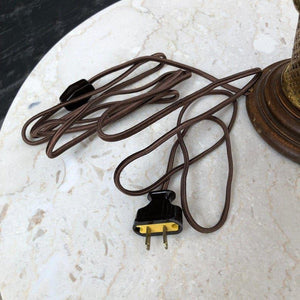 Antique Italian Gilded Metal Floral Table Lamp