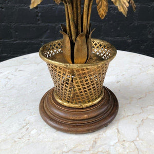 Antique Italian Gilded Metal Floral Table Lamp