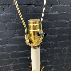 Antique Italian Gilded Metal Floral Table Lamp