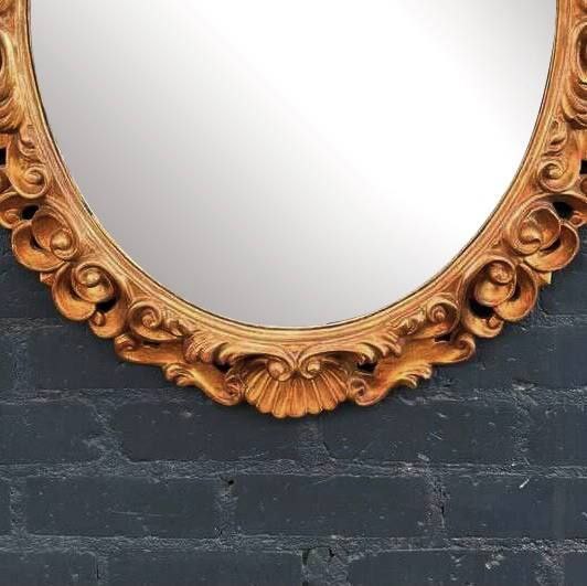 1940s Italian Carved Giltwood & Glass Mirror
