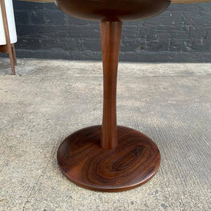 Mid-Century Modern Travertine Top with Tulip Base Side Table