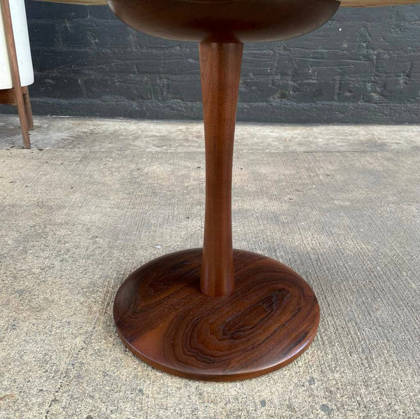 Mid-Century Modern Travertine Top with Tulip Base Side Table