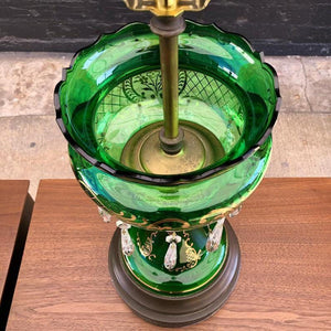Vintage Green Bohemian Glass Table Lamps, 1960’s