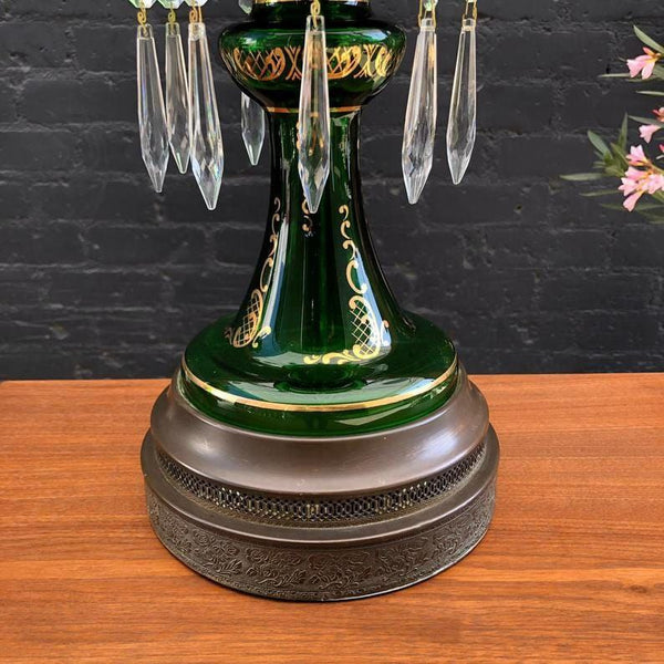 Vintage Green Bohemian Glass Table Lamps, 1960’s