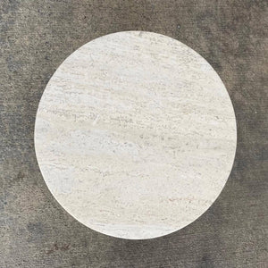 Pair of Mid-Century Modern Tripod Side Tables with Travertine Stone Tops