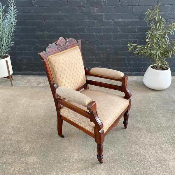 Vintage Antique Mahogany Wood Lounge Chair