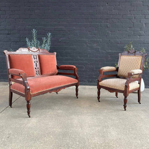 Vintage Antique Mahogany Wood Lounge Chair