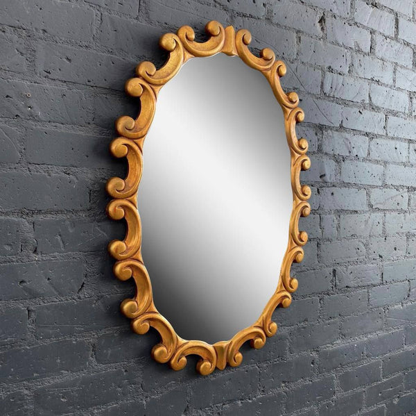 Vintage Guilt-Wood Wall Hanging Mirror, c.1960’s