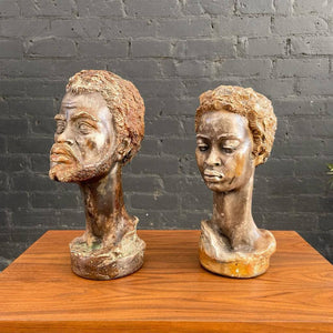 Pair of Terracota Head Bust Sculptures
