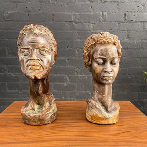 Pair of Terracota Head Bust Sculptures