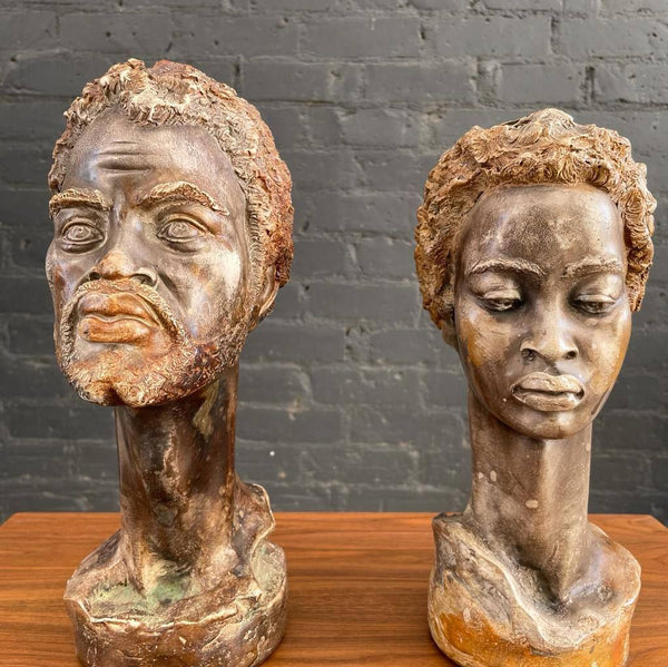 Pair of Terracota Head Bust Sculptures
