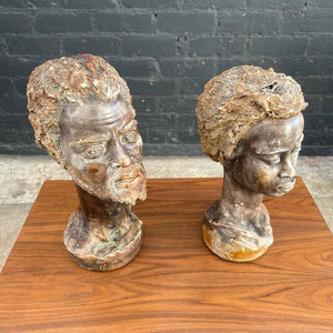 Pair of Terracota Head Bust Sculptures