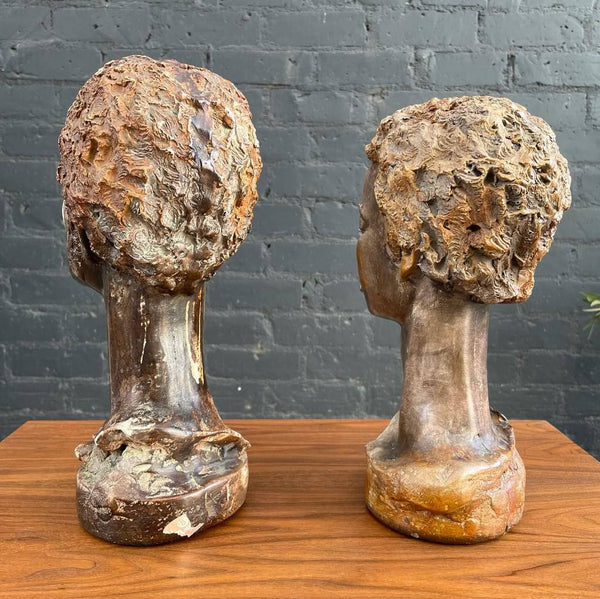 Pair of Terracota Head Bust Sculptures