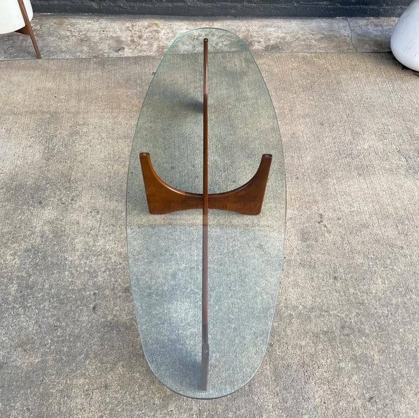 Mid-Century Modern Adrian Pearsall Style Sculpted Coffee Table with New Glass Top
