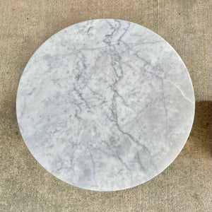 Pair of Mid-Century Modern Custom Sculpted Side Tables with Carrara Marble Tops