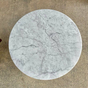 Pair of Mid-Century Modern Custom Sculpted Side Tables with Carrara Marble Tops