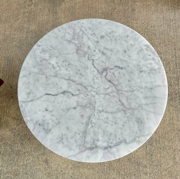 Pair of Mid-Century Modern Custom Sculpted Side Tables with Carrara Marble Tops