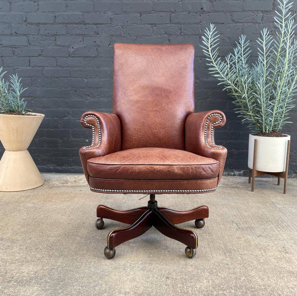 Vintage Cognac Leather Office Chair, c.1970’s