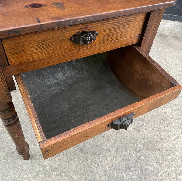 Vintage Farmhouse Bakers End Table with Possum Belly, c.1950’s