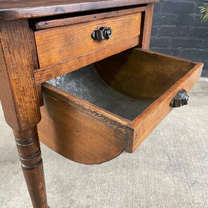 Vintage Farmhouse Bakers End Table with Possum Belly, c.1950’s