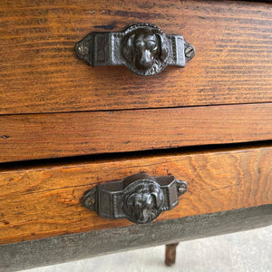 Vintage Farmhouse Bakers End Table with Possum Belly, c.1950’s